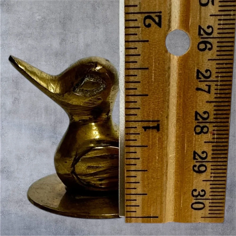 Brass Duck Figurine Small Gold Tone/Patina Vintage India MCM Decor‎